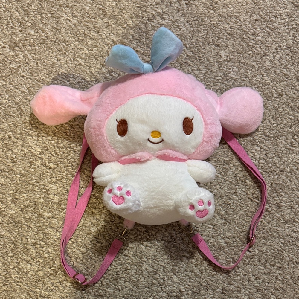 Cute Pink and White Plush Backpack